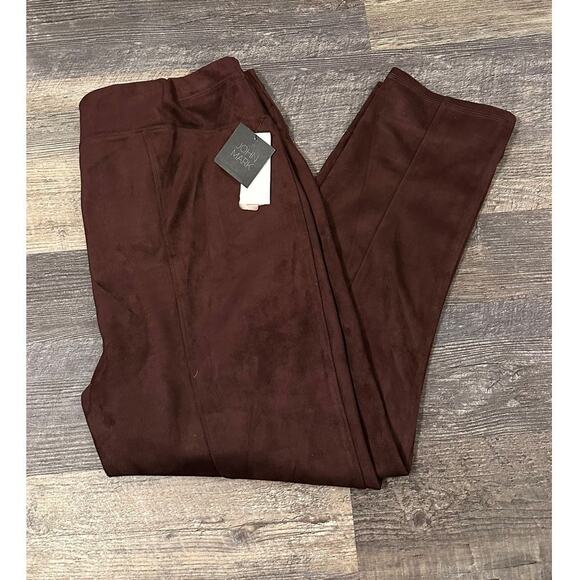 John Mark Pants - John Mark Womens Brown Suede High Rise Stretch Pull On Skinny Leggings Sz XL NWT